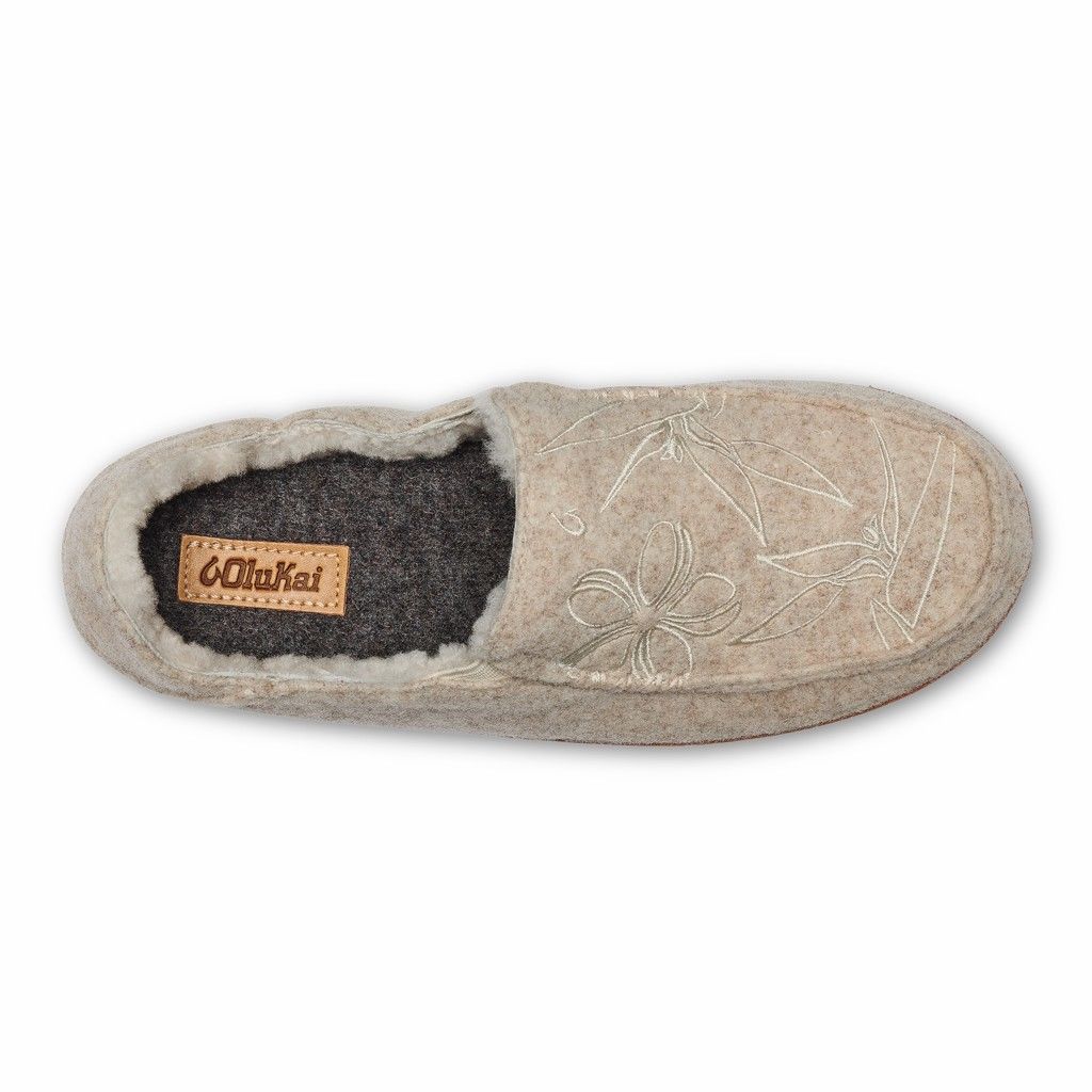 Zapatos Olukai Nohea Kilohana - Pantuflas Mujer Beige 20867-093